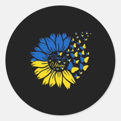 Peace For Ukraine Sunflower Ukrainian Butterfly Uk Classic Round Sticker