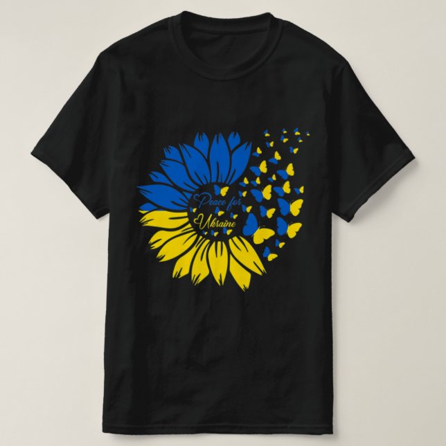Peace For Ukraine Sunflower Ukrainian Butterfly Uk T-Shirt (Design Front)