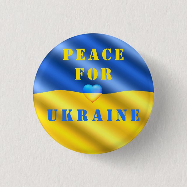 Peace For Ukraine Support Button Ukrainian Flag (Front)