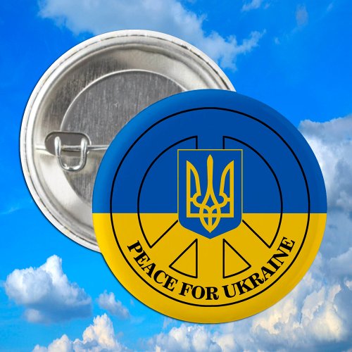 Peace for Ukraine Ukraine Flag Emblem Button