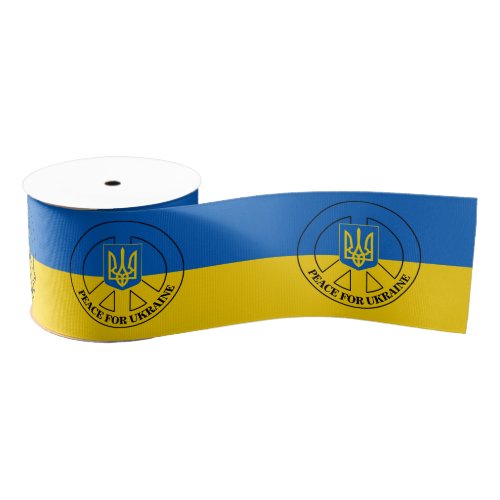 Peace for Ukraine Ukraine Flag Emblem Grosgrain Ribbon