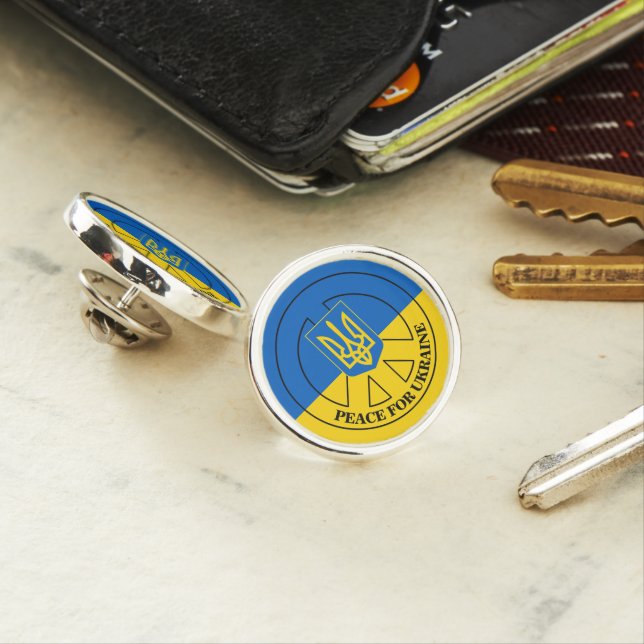 Peace for Ukraine, Ukraine Flag, Emblem  Lapel Pin (In Situ)