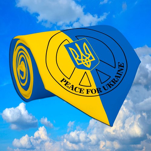 Peace for Ukraine Ukraine Flag Emblem  Neck Tie