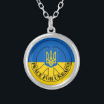 Peace for Ukraine, Ukraine Flag, Emblem  Silver Plated Necklace<br><div class="desc">Necklace: Peace for Ukraine,  Ukrainian Flag,  Coat of Arms - Tryzub / Україна</div>