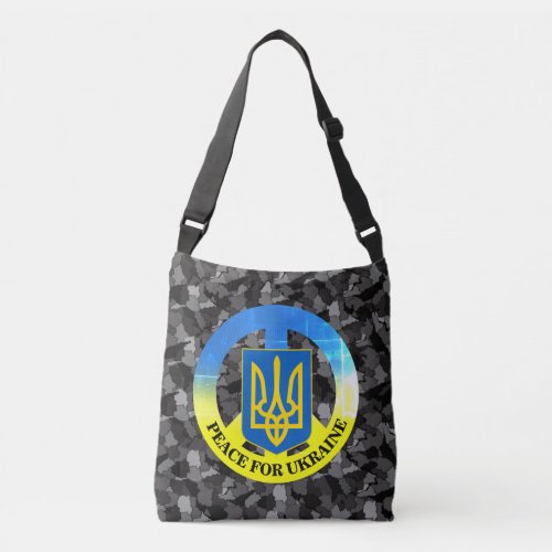 Peace for Ukraine  Ukraine Map Camo  Tryzub Crossbody Bag