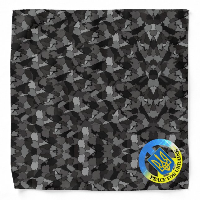 Peace for Ukraine & Ukraine Map Camouflage /Tryzub Bandana (Front)