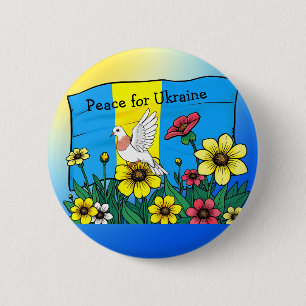 Peace for Ukraine Ukrainian Flag Button