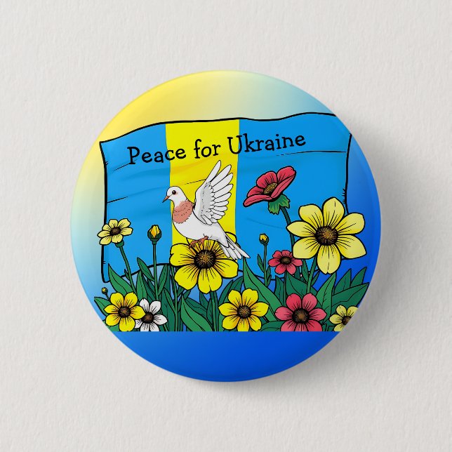 Peace for Ukraine | Ukrainian Flag Button (Front)