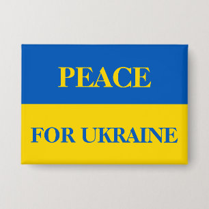 PEACE FOR UKRAINE. Ukrainian flag. Button