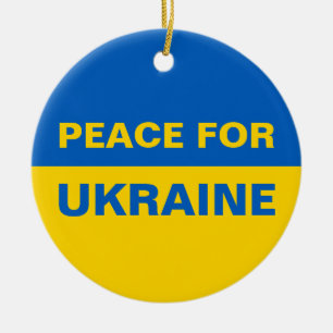 Peace for Ukraine Ukrainian Flag Ceramic Ornament