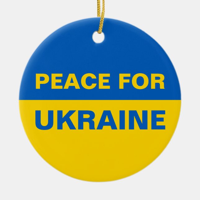 Peace for Ukraine Ukrainian Flag Ceramic Ornament (Front)