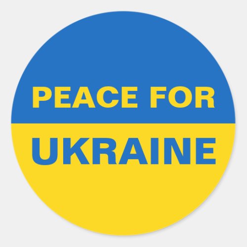 Peace for Ukraine Ukrainian Flag Classic Round Sticker