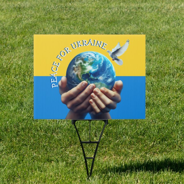Peace for Ukraine | Ukrainian Flag Sign (Insitu)