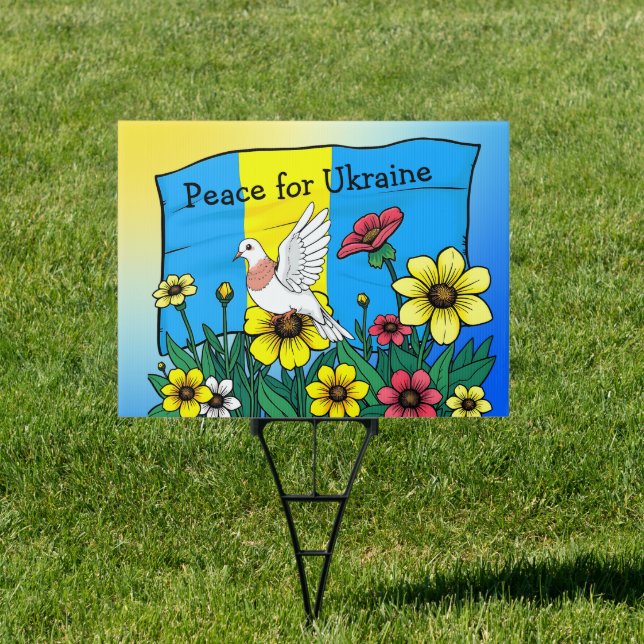 Peace for Ukraine | Ukrainian Flag Sign (Insitu)