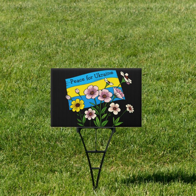 Peace for Ukraine | Ukrainian Flag Sign (Insitu)