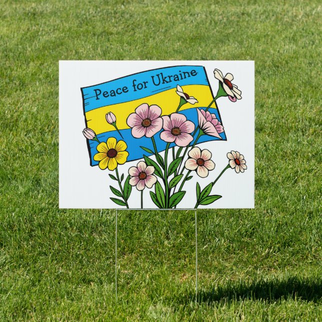 Peace for Ukraine | Ukrainian Flag Sign (Insitu)