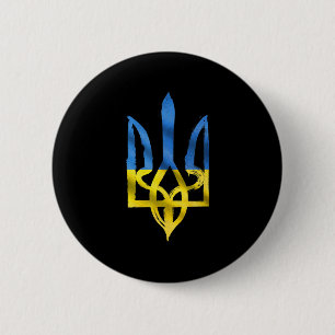 Peace for Ukraine Ukrainian vintage trident suppor Button