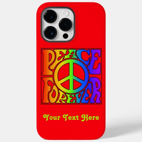 Peace Forever Vintage Retro Rainbow Custom red Case_Mate iPhone 14 Pro Max Case