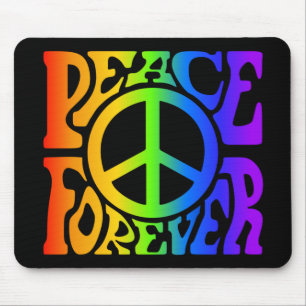 Peace Forever Vintage Retro Rainbow Graphic Mouse Pad