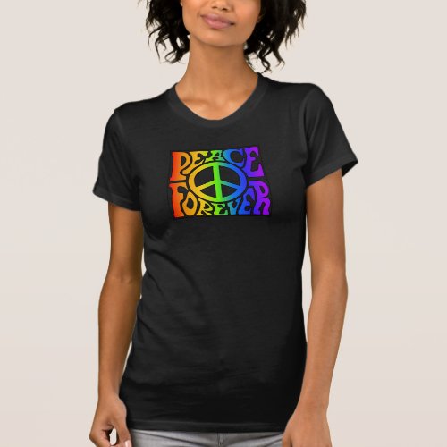 Peace Forever Vintage Retro Rainbow Graphic T_Shir T_Shirt