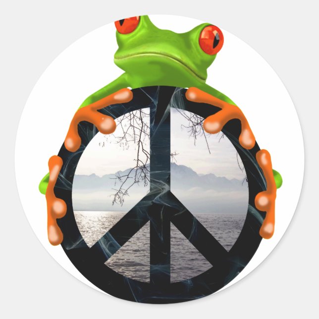 peace frog1 classic round sticker (Front)
