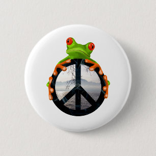 peace frog1 pinback button