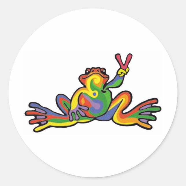 Peace Frog Classic Round Sticker (Front)