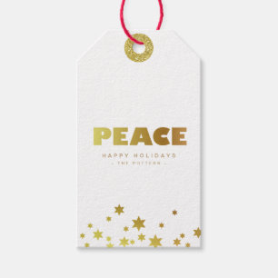 Peace Fun Christmas White & Gold Mini Gift Tags
