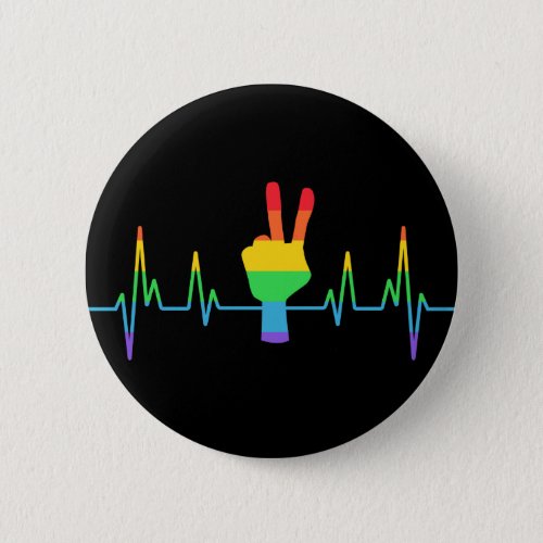 Peace Gay Heartbeat LGBT Button