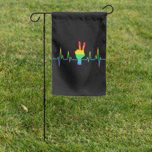 Peace Gay Heartbeat LGBT Garden Flag