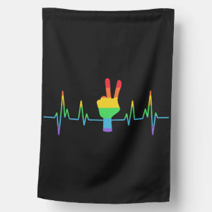 Peace Gay Heartbeat LGBT House Flag