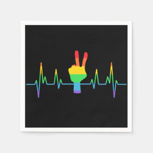 Peace Gay Heartbeat LGBT Napkins