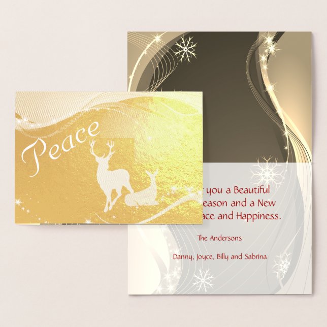 Peace Glitzy Holiday Card with Doe and Buck (Display)