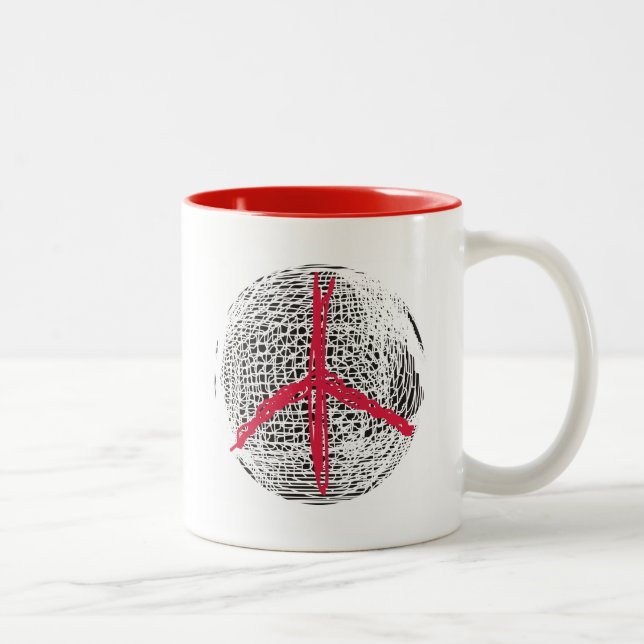 Peace Globe no war no fighting no violence love Two-Tone Coffee Mug (Right)