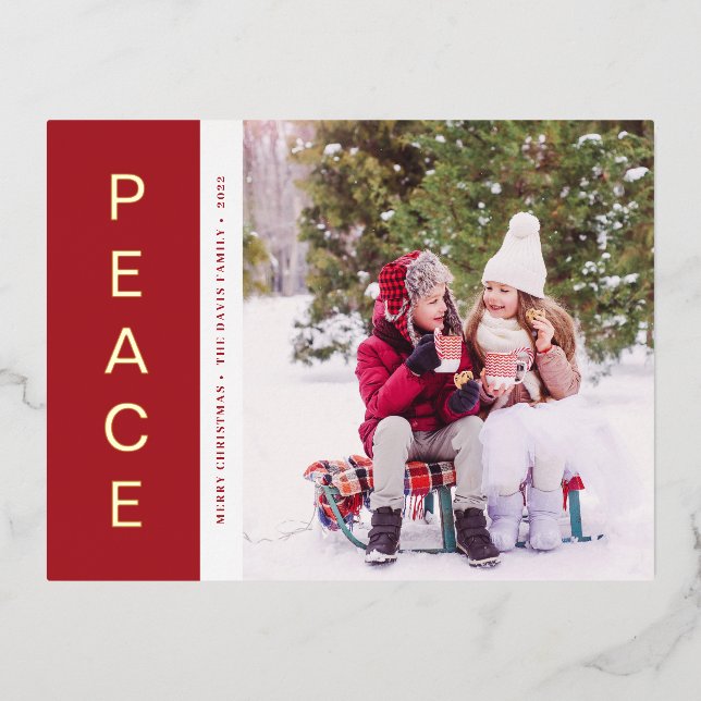 Peace Gold Foil Holiday Card (Front)