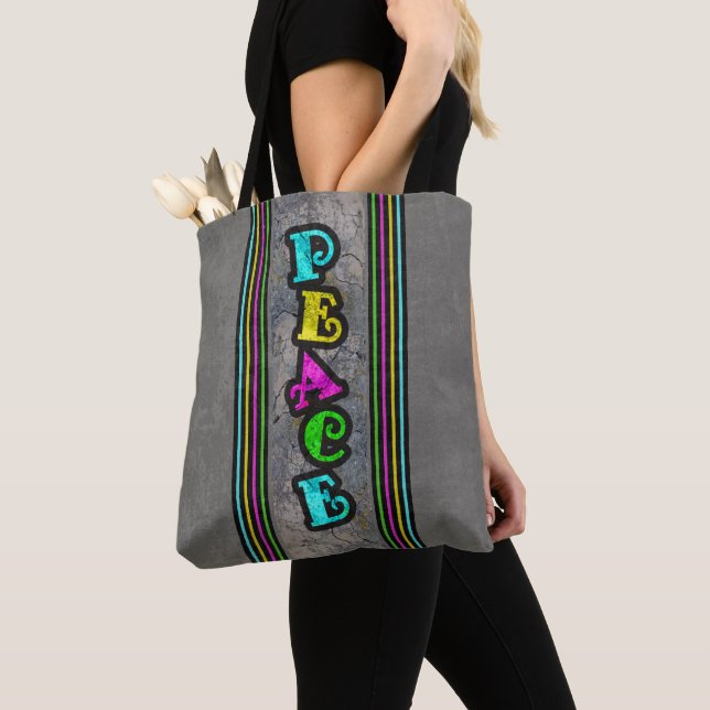 Peace Graffiti Tote Bag (Close Up)