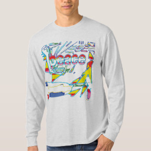 "Peace" Graphic with Yellow Red Pink Blue Design T-Shirt