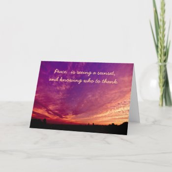 Peace Grateful Thankful Orange Purple Cloud Sunset Thank You Card by BeverlyClaire at Zazzle