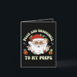 Peace Grooviness My Peeps Hippie Santa Christmas Card<br><div class="desc">Wish your family and friends some love,  joy,  peace,  and grooviness this holiday season with this fun hippie Santa Christmas folded greeting card.</div>