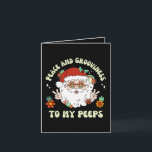 Peace Grooviness My Peeps Hippie Santa Christmas Card<br><div class="desc">Wish your family and friends some love,  joy,  peace,  and grooviness this holiday season with this fun hippie Santa Christmas folded greeting card.</div>