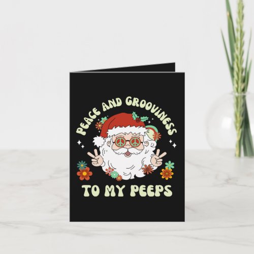 Peace Grooviness My Peeps Hippie Santa Christmas Card