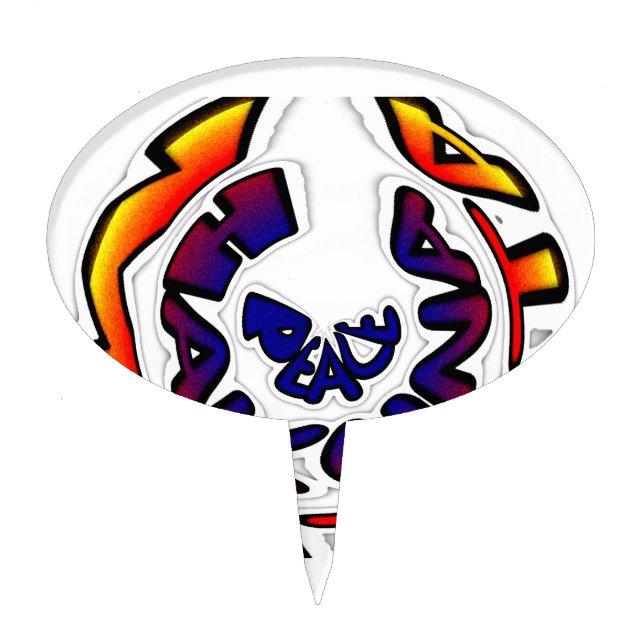 "Peace Hakuna Matata" Circular Art Print Cake Topper (Front)