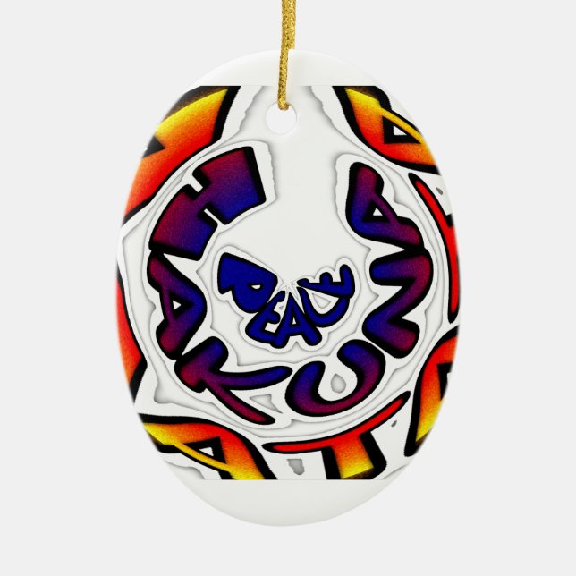 "Peace Hakuna Matata" Circular Art Print Ceramic Ornament (Front)