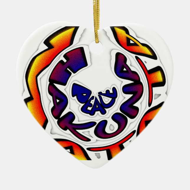 "Peace Hakuna Matata" Circular Art Print Ceramic Ornament (Front)