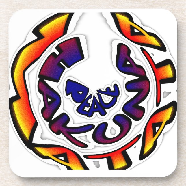 "Peace Hakuna Matata" Circular Art Print Coaster (Front)