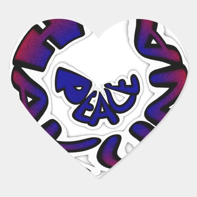 "Peace Hakuna Matata" Circular Art Print Heart Sticker (Front)