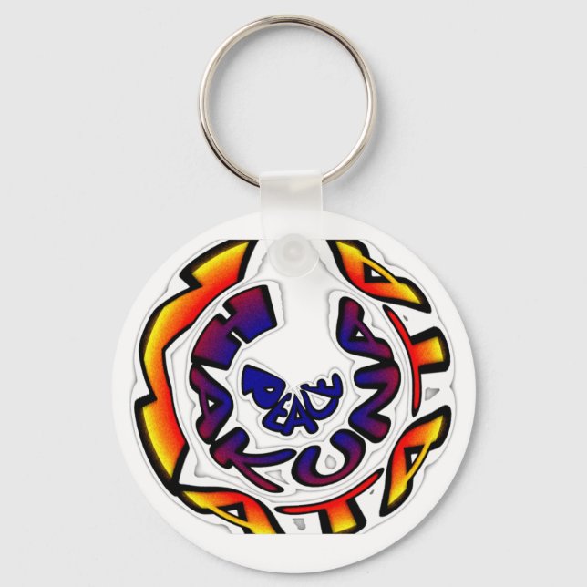 "Peace Hakuna Matata" Circular Art Print Keychain (Front)