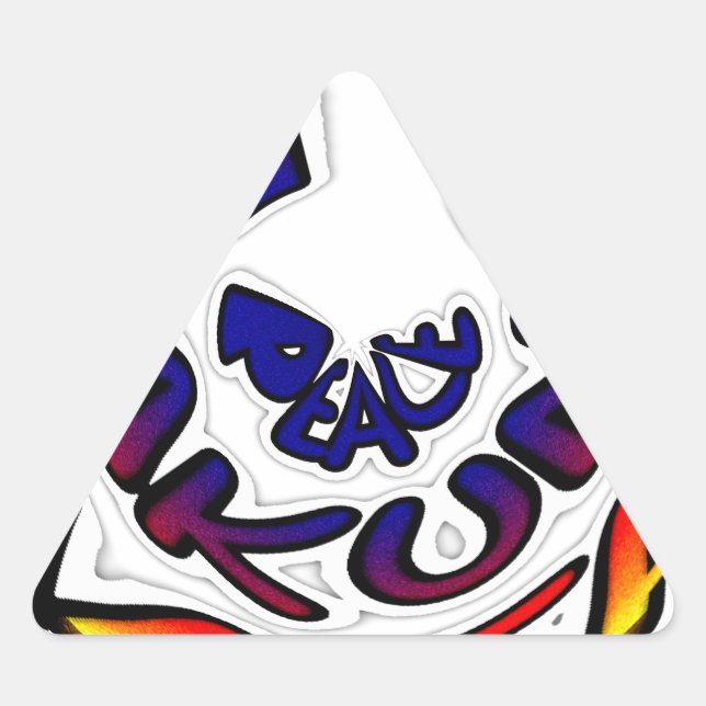 "Peace Hakuna Matata" Circular Art Print Triangle Sticker (Front)