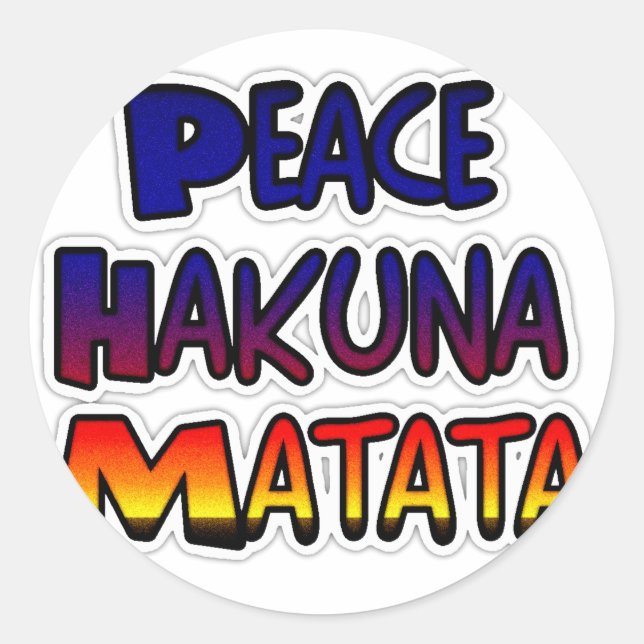 Peace Hakuna Matata Gradient Art Classic Round Sticker (Front)