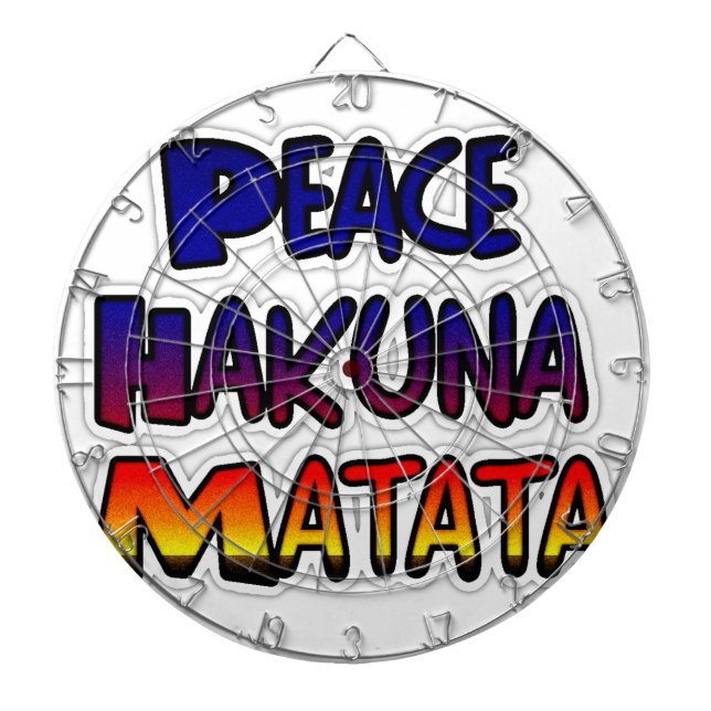 Peace Hakuna Matata Gradient Art Dartboard With Darts (Front)